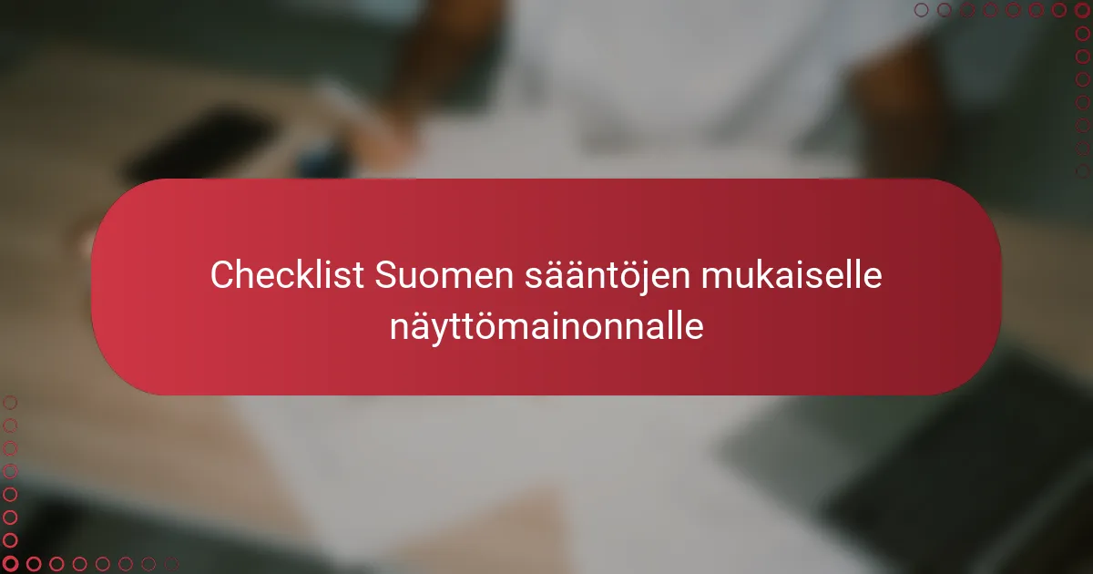 Checklist Suomen sääntöjen mukaiselle näyttömainonnalle