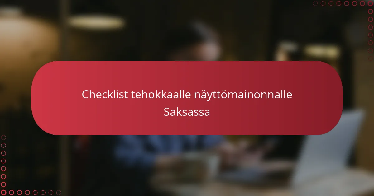 Checklist tehokkaalle näyttömainonnalle Saksassa