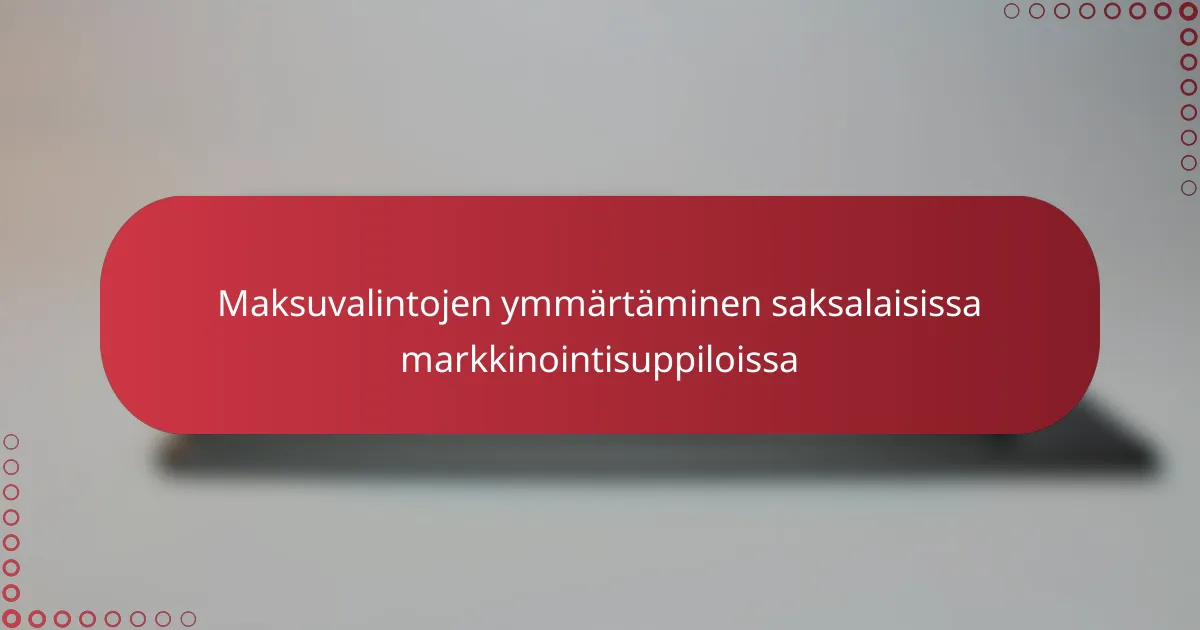 Maksuvalintojen ymmärtäminen saksalaisissa markkinointisuppiloissa